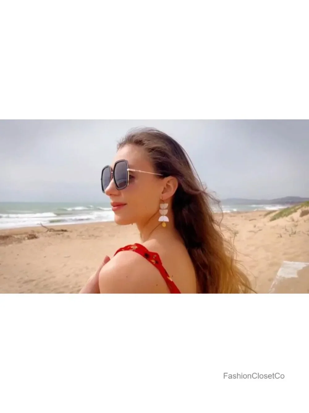 Oversized Square Sunglasses Retro Luxury Big UV400 Protection Womens